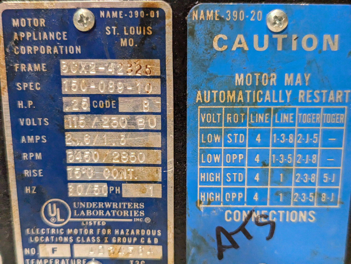Motor Appliance Corporation 4502-000-5102 Flux Pump Motor Cruise ATS Tricoil