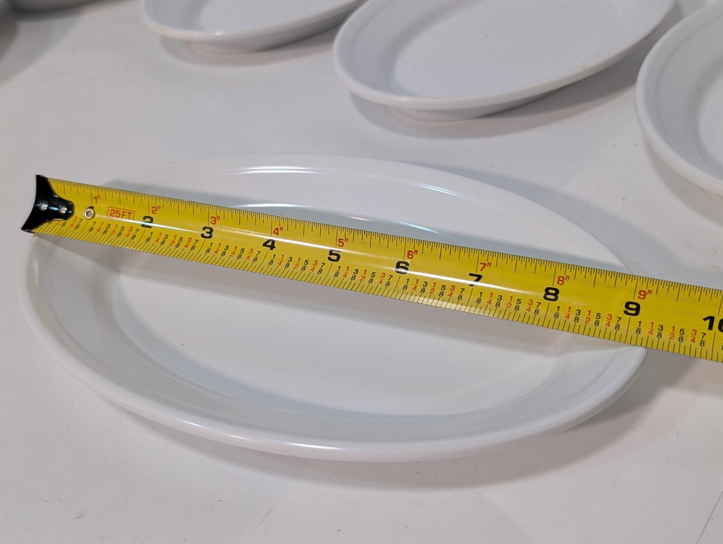 (8) Carlisle 4356325 Dallas Ware 9 1/4" x 6 1/4" White Oval Melamine Platter