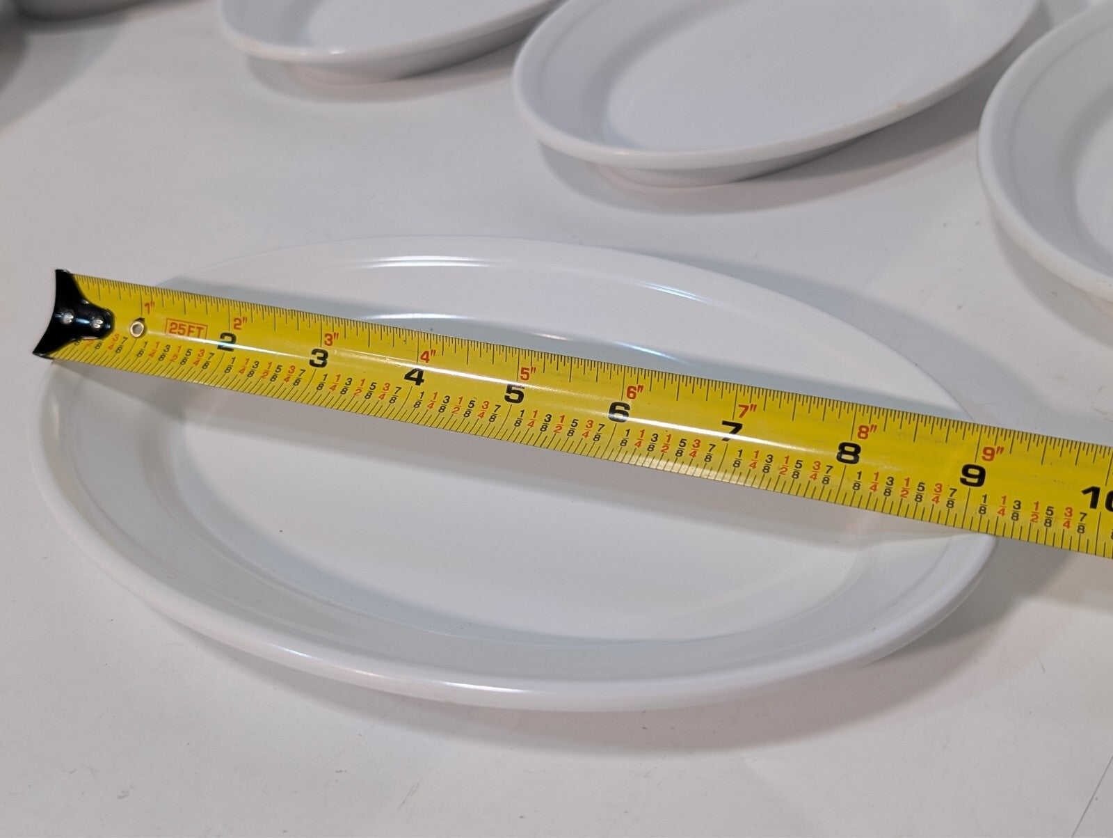 (8) Carlisle 4356325 Dallas Ware 9 1/4" x 6 1/4" White Oval Melamine Platter