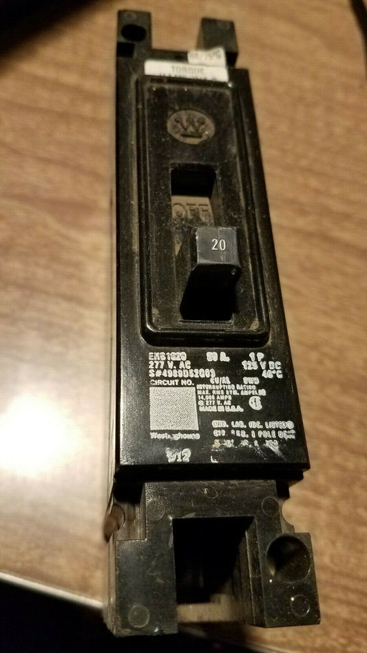 Westinghouse EHB1020 circuit breaker, 20 Amps, 2 poles, 277 VAC, 125 VDC
