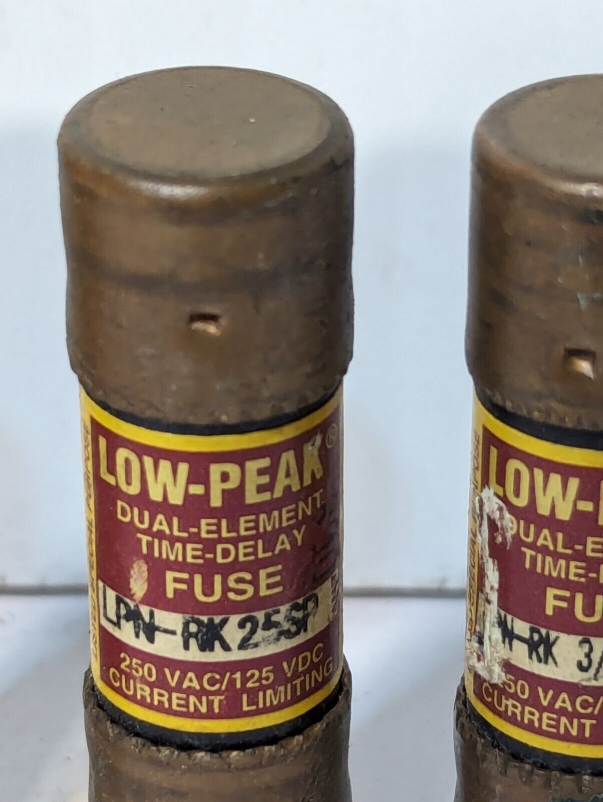 Lot of 2x Buss LPN-RK25SP, 3x Buss LPN-RK3/10SP fuses, 25 and 3/10 A, 250VAC/125