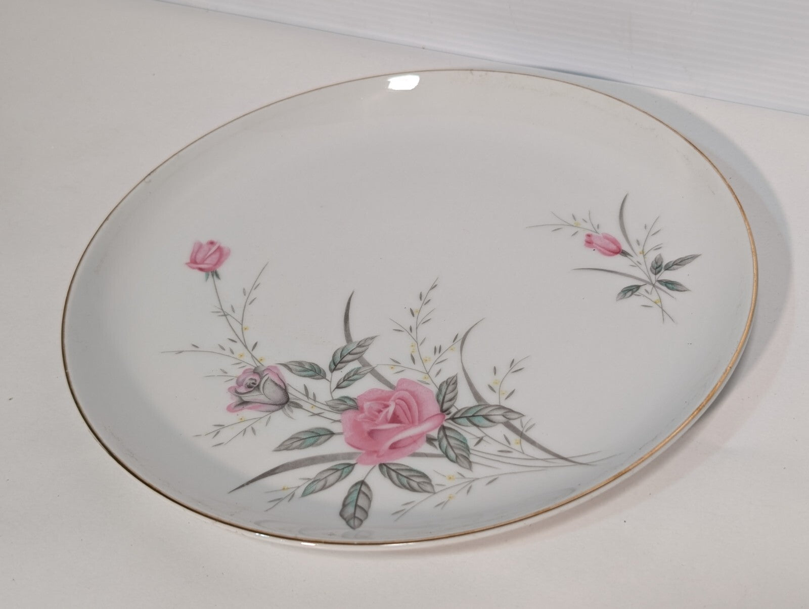 Vintage Golden Rose Fine China of Japan 10.25" Pink Rose Gold Trim Dinner Plate