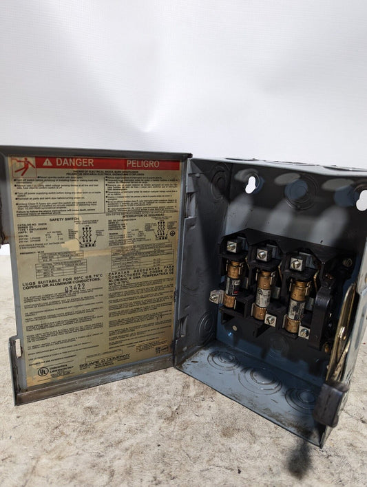 Square D D321N Single Throw Fusible Safety Switch, 30A, 240VAC