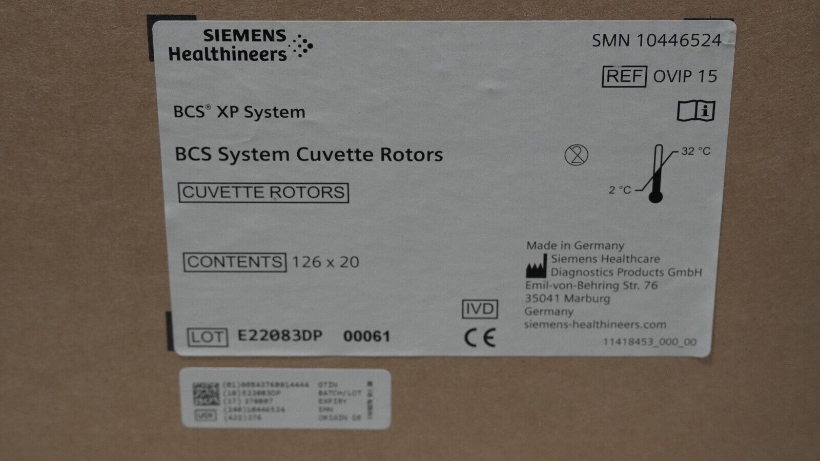 Case of 2520 Siemens OVIP 15 BCS system cuvette rotors