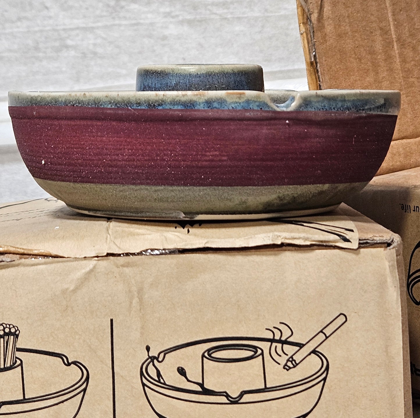 Unekorn Ceramic Match Striker Ashtray, Match Holder, Brutalism, Organic, Glazed