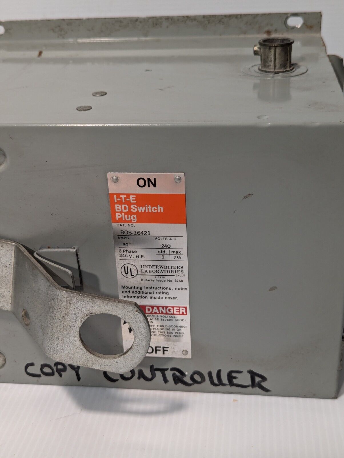 I-T-E BOS-16421 BD Switch Plug, 30A, 240V, 3 phase, 3 HP std. - Free Shipping