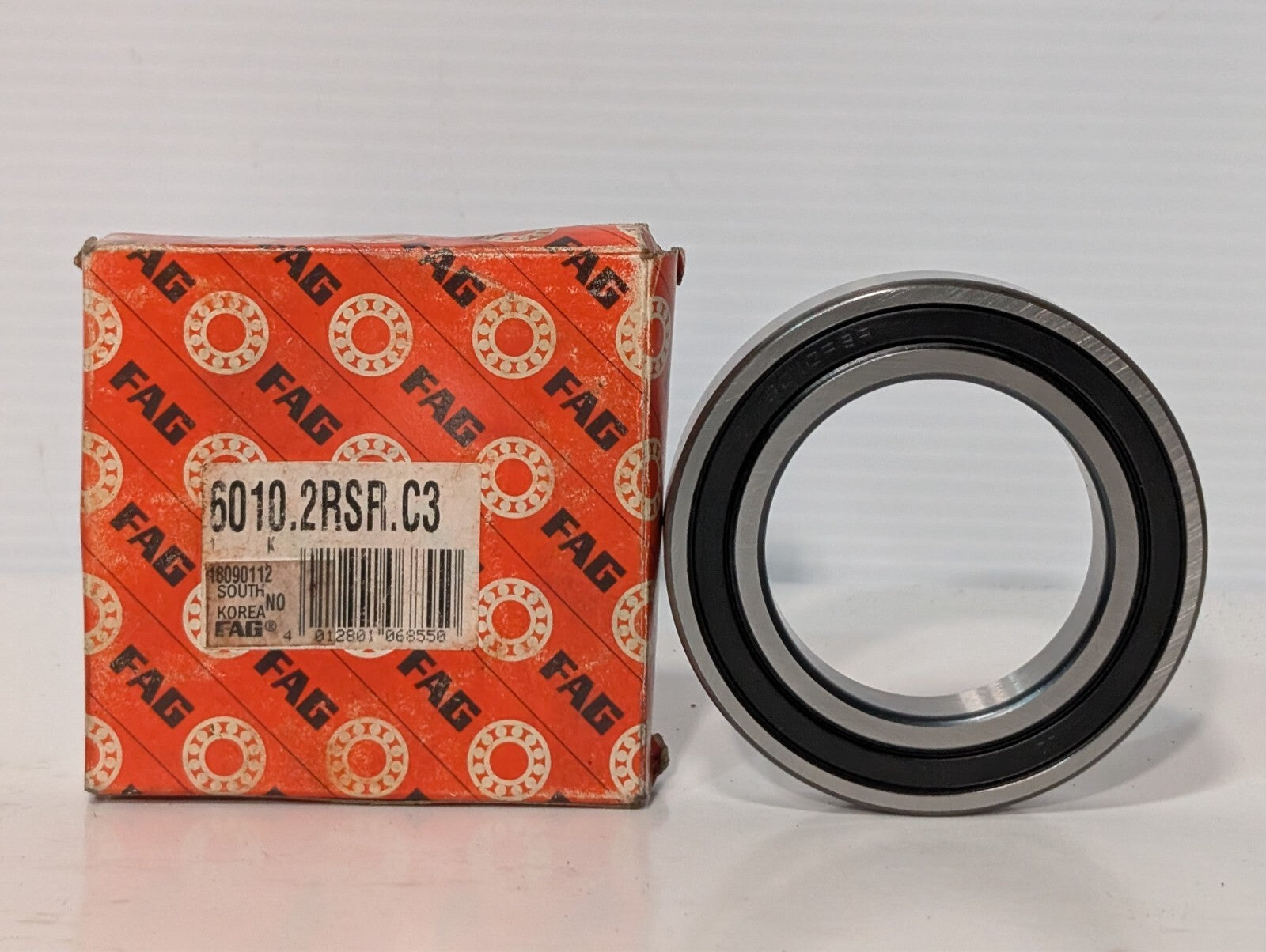 (2) FAG 6010.2RSR.C3 Rubber Sealed Ball Bearings 6010 2RSR C3