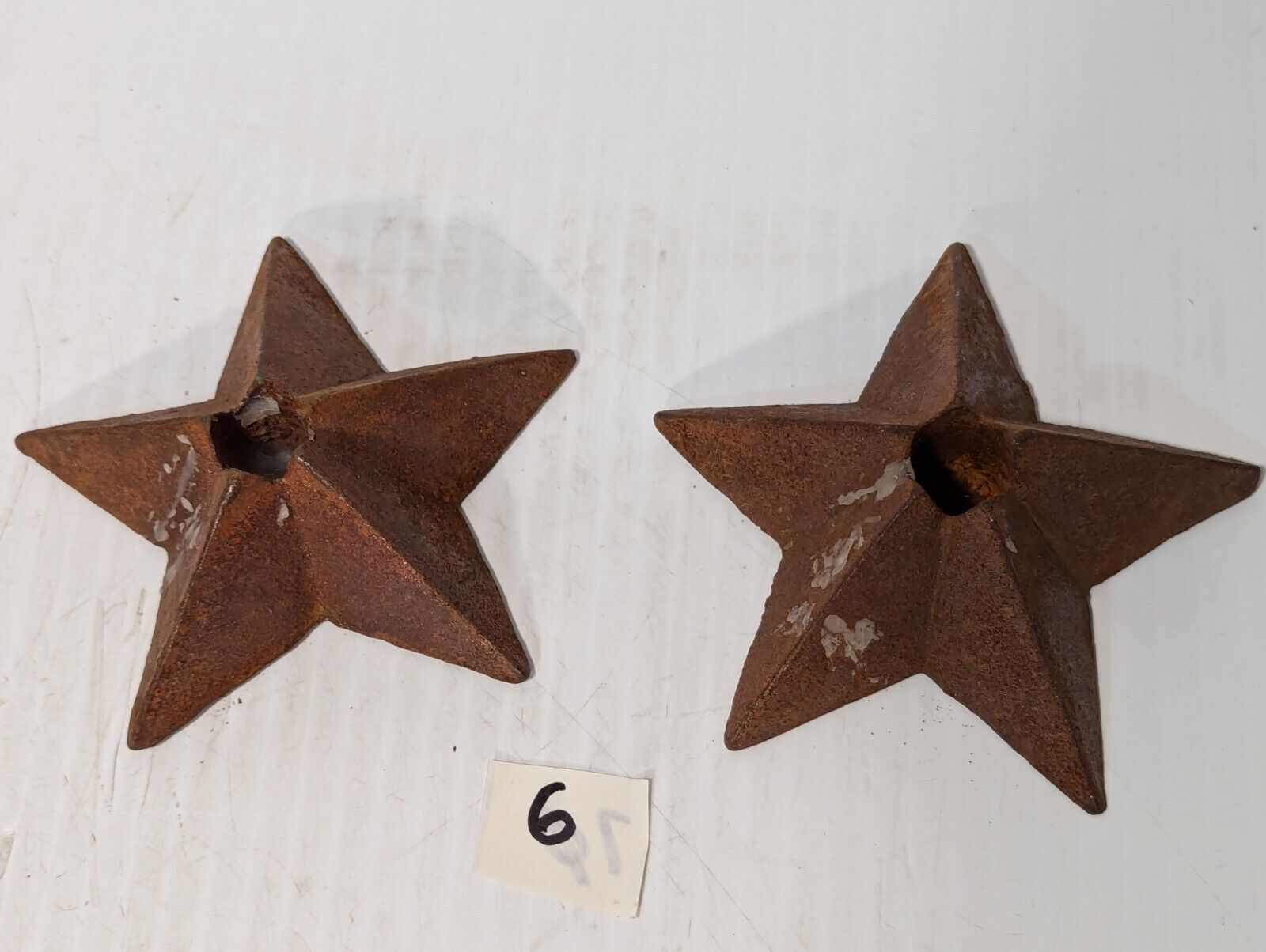 Set of 2 Antique Star-Shaped Rustic Christmas Candle Holders - Free Shipping