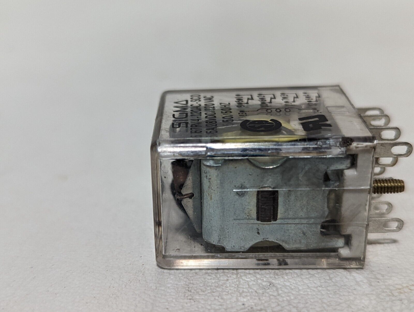Lot of 2 SIGMA 67RV4-120AC-SCO relays, 5A, 28VDC/120VAC, 50/60Hz, 14 pins
