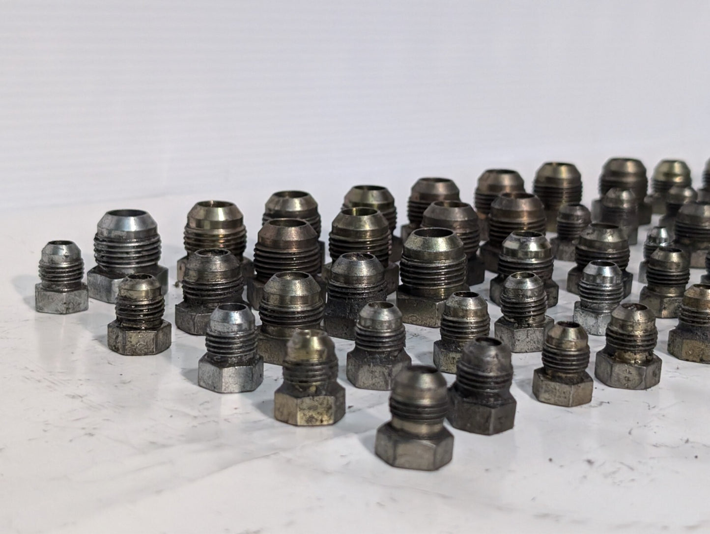 (65) Small Fitting and Adapters Steel Weld Hex Head Thread Valve