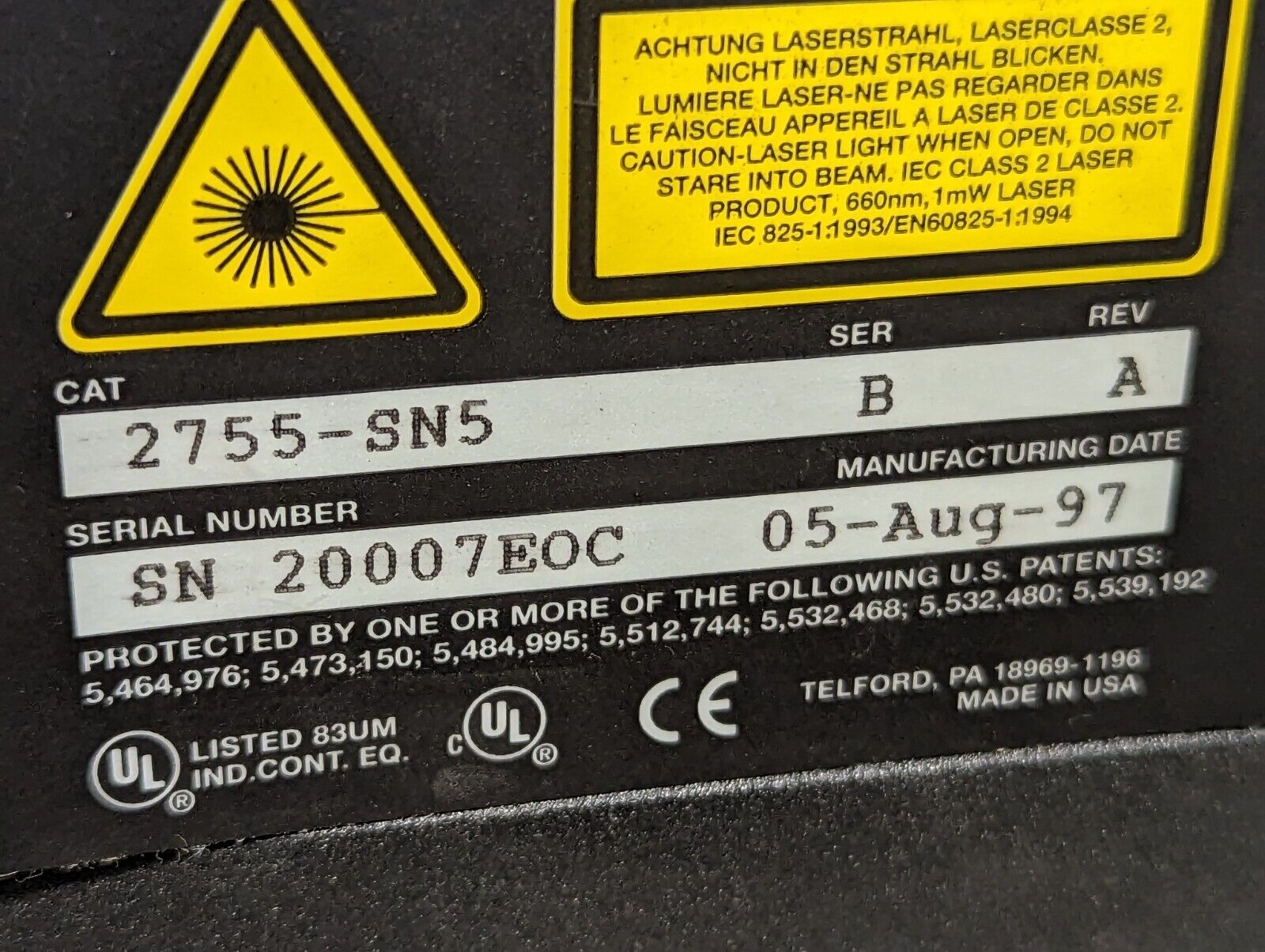Accu-Sort 2755-SN5 Adaptascan bar code accessory, 500 scans/sec