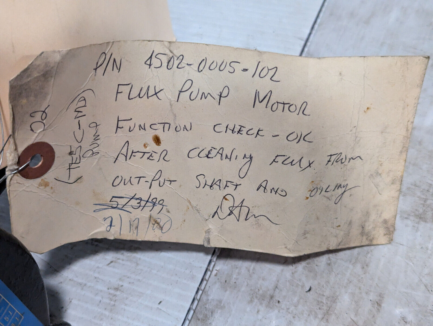 Motor Appliance Corporation 4502-000-5102 Flux Pump Motor Cruise ATS Tricoil