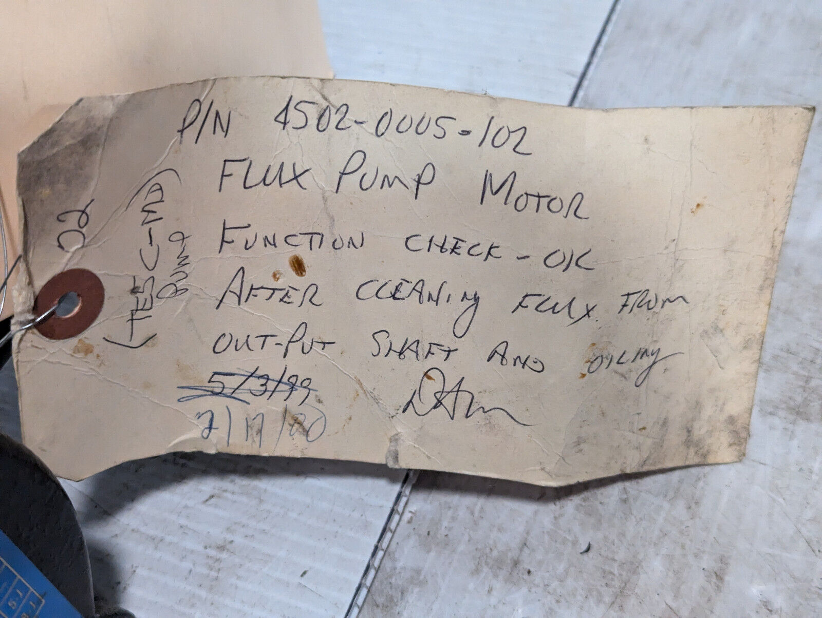 Motor Appliance Corporation 4502-000-5102 Flux Pump Motor Cruise ATS Tricoil