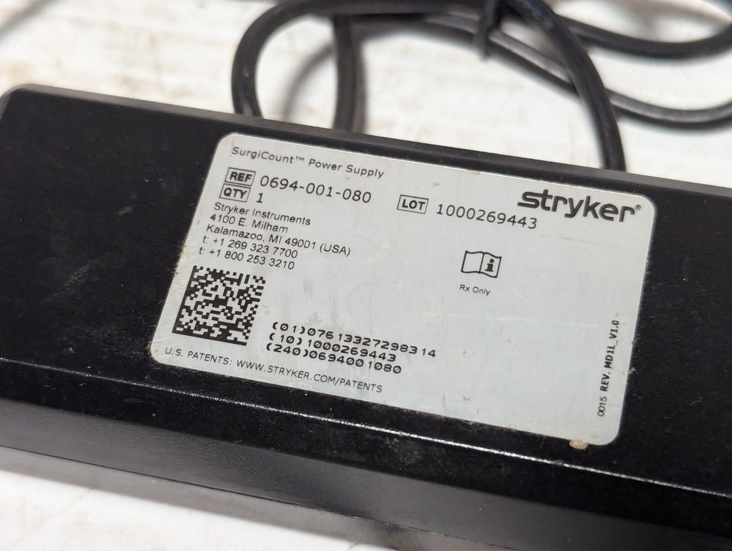 Stryker 0694-001-080 SurgiCount Power Supply
