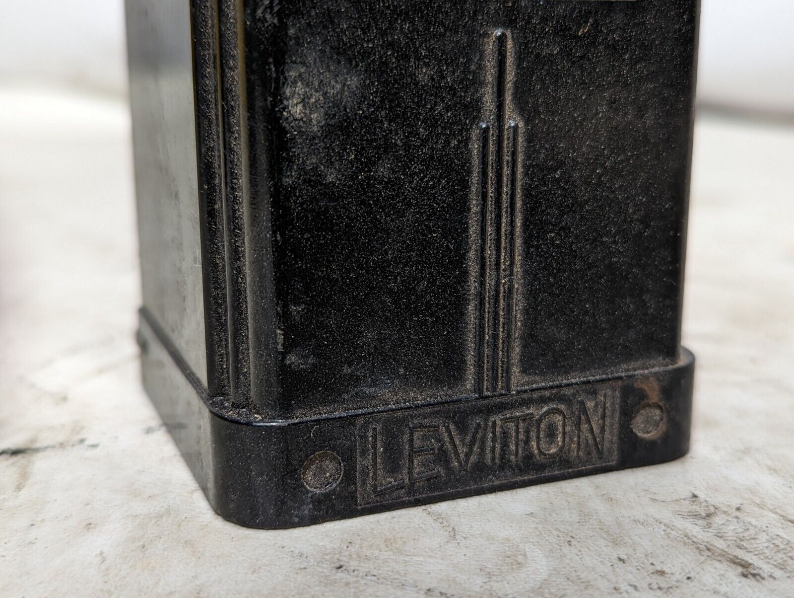 Lot of 2 vintage black Leviton 50A, 250V surface mount receptacles as pictured