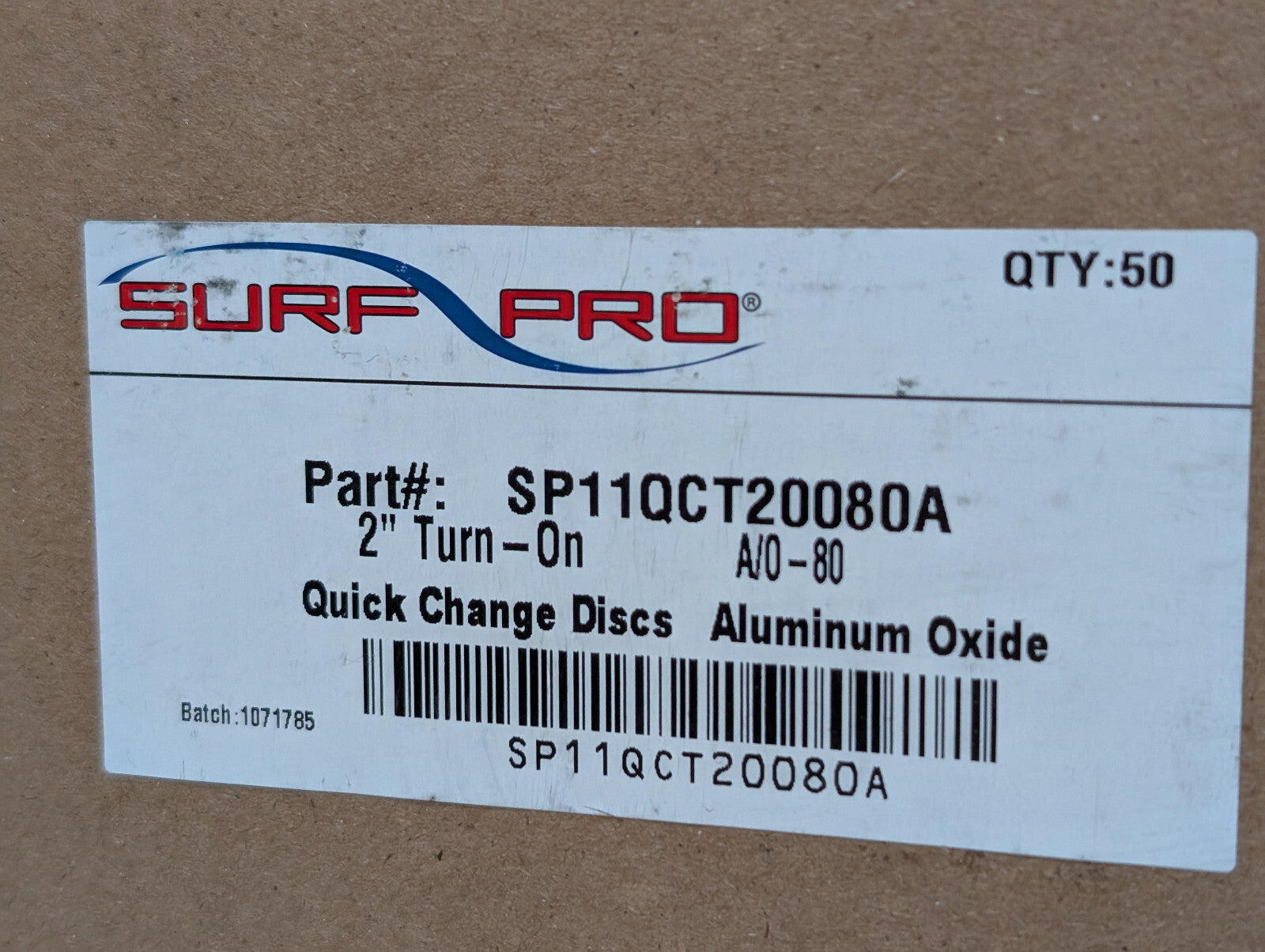 Surf Pro SP11QCT20080A Quick Change Discs, 2" Turn-On, Aluminum Oxide, 50 Ct Box