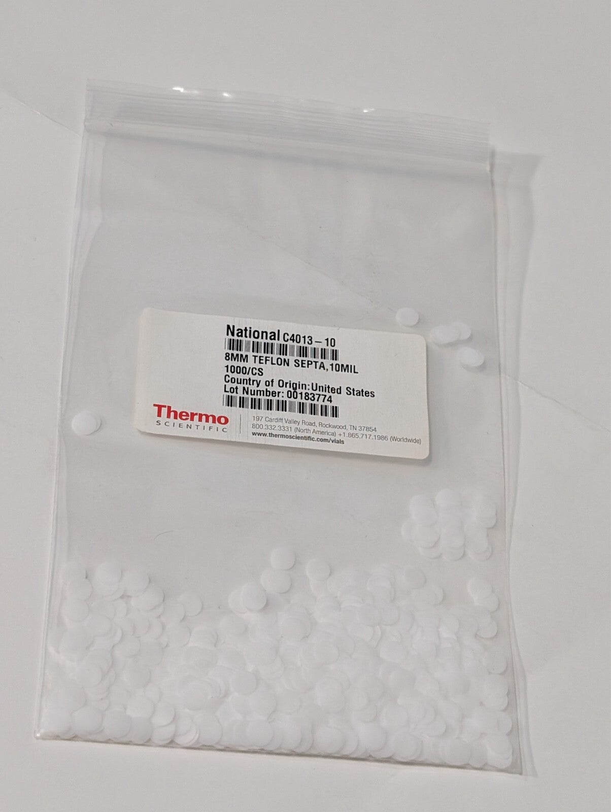 [1000] Thermo Scientific National C4013-10 8mm Teflon Septa, 10MIL
