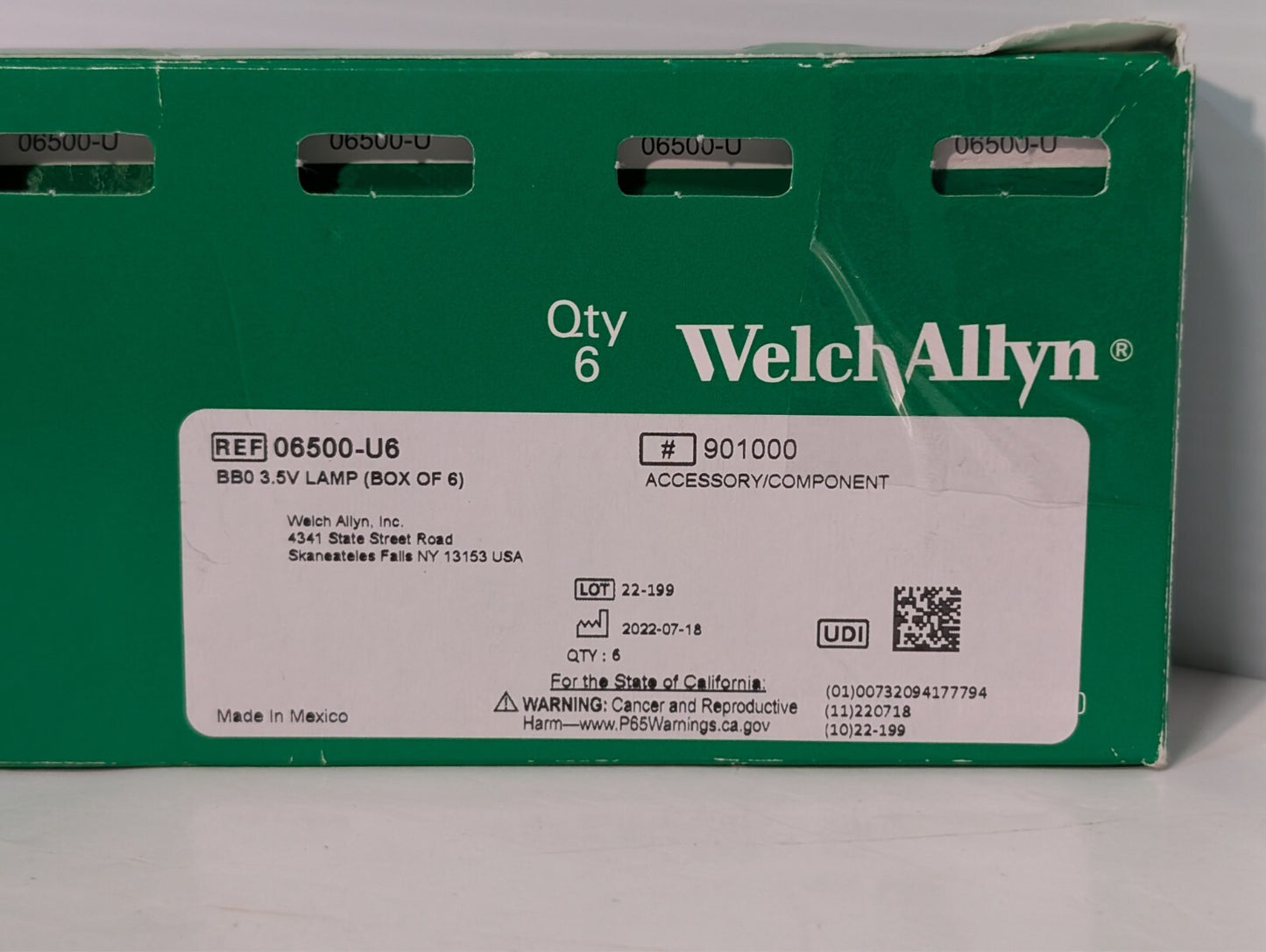 7 pcs Welch Allyn 06500-U6 Genuine OEM Replacement 3.5v Halogen Lamp