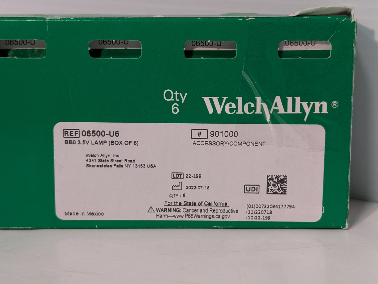 7 pcs Welch Allyn 06500-U6 Genuine OEM Replacement 3.5v Halogen Lamp