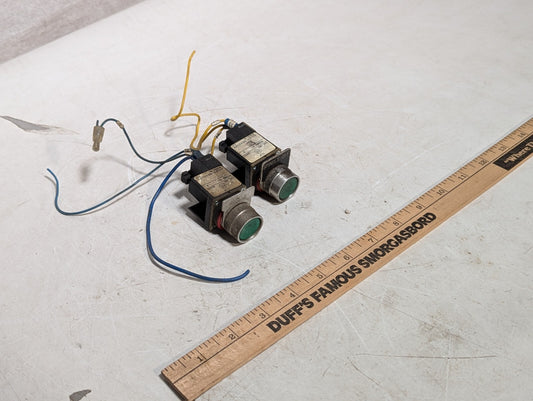 (2) Allen Bradley 800MR-A1AK Ser. C Pushbutton Green w/ Wiring