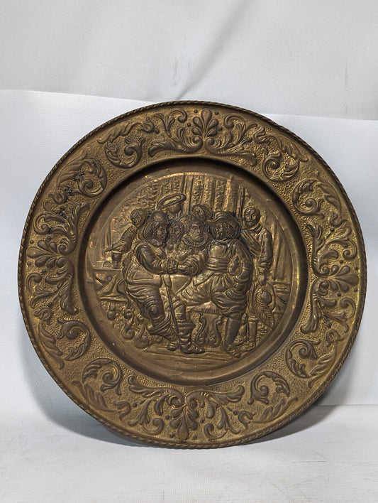 Vintage English Embossed Brass Wall Plaque/Plate