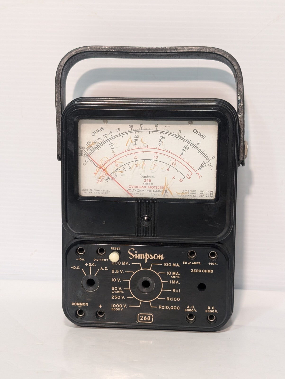 (3) SIMPSON 260 Series 5P Overload Protected Volt Milliammeter Analog Meter READ
