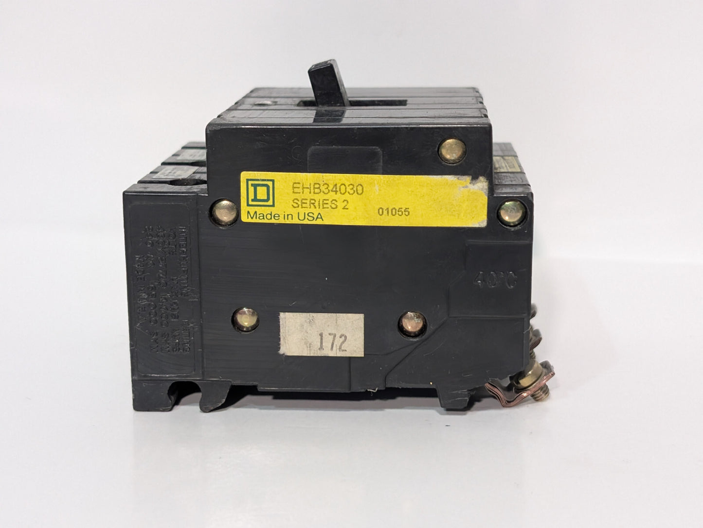 Square D EHB34030 Series 2 Circuit Breaker, 3-Pole, 30A, Bolt-On, Made in USA