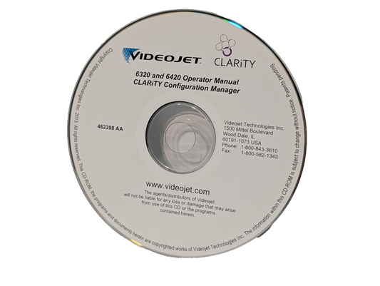 Videojet 6320 & 6420 Clarity Configuration Manager Software, Operator Manual CD