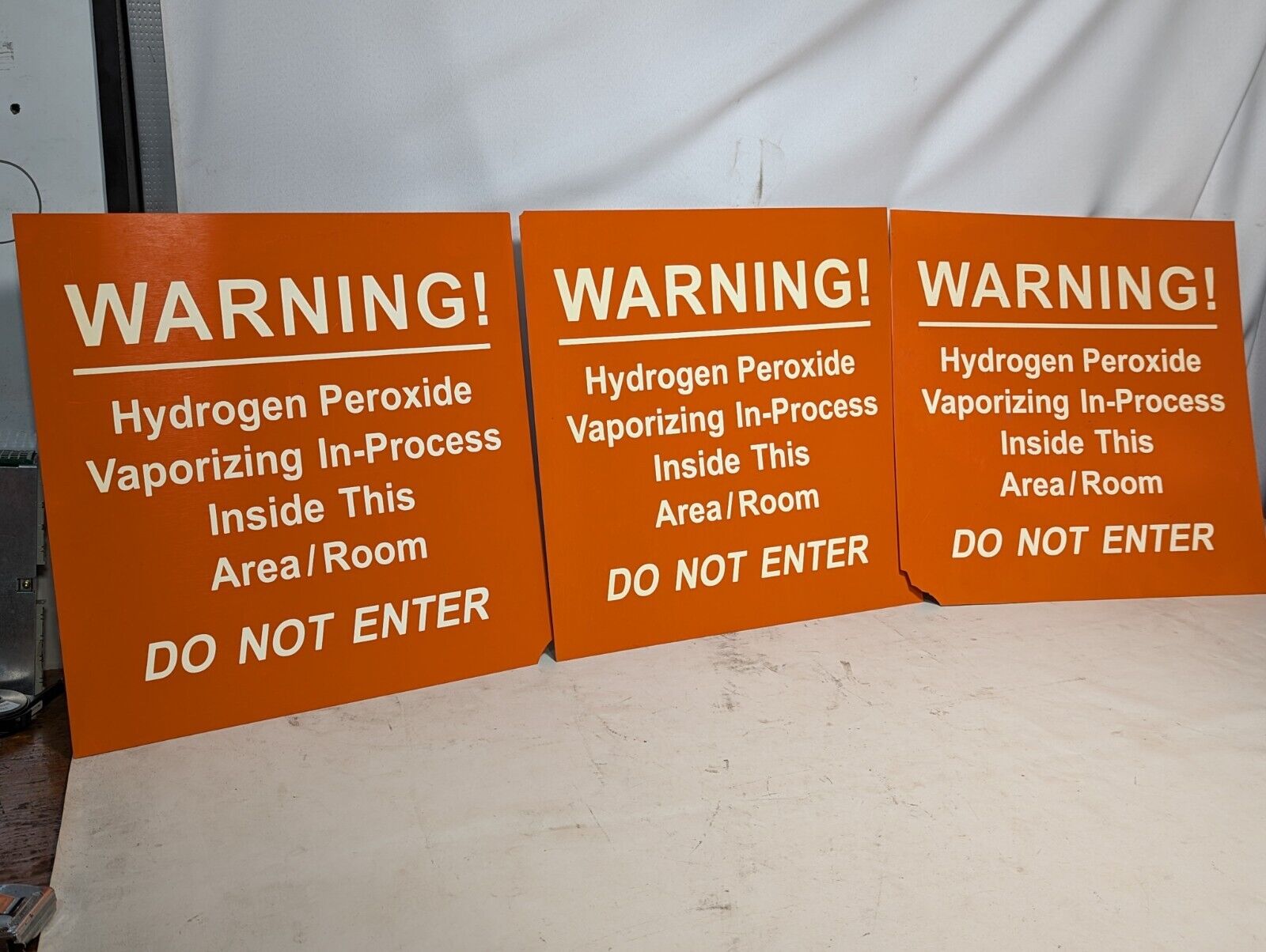 Warning: Hydrogen Peroxide Vaporizing In-Process Inside This Area/Room, Do Not E