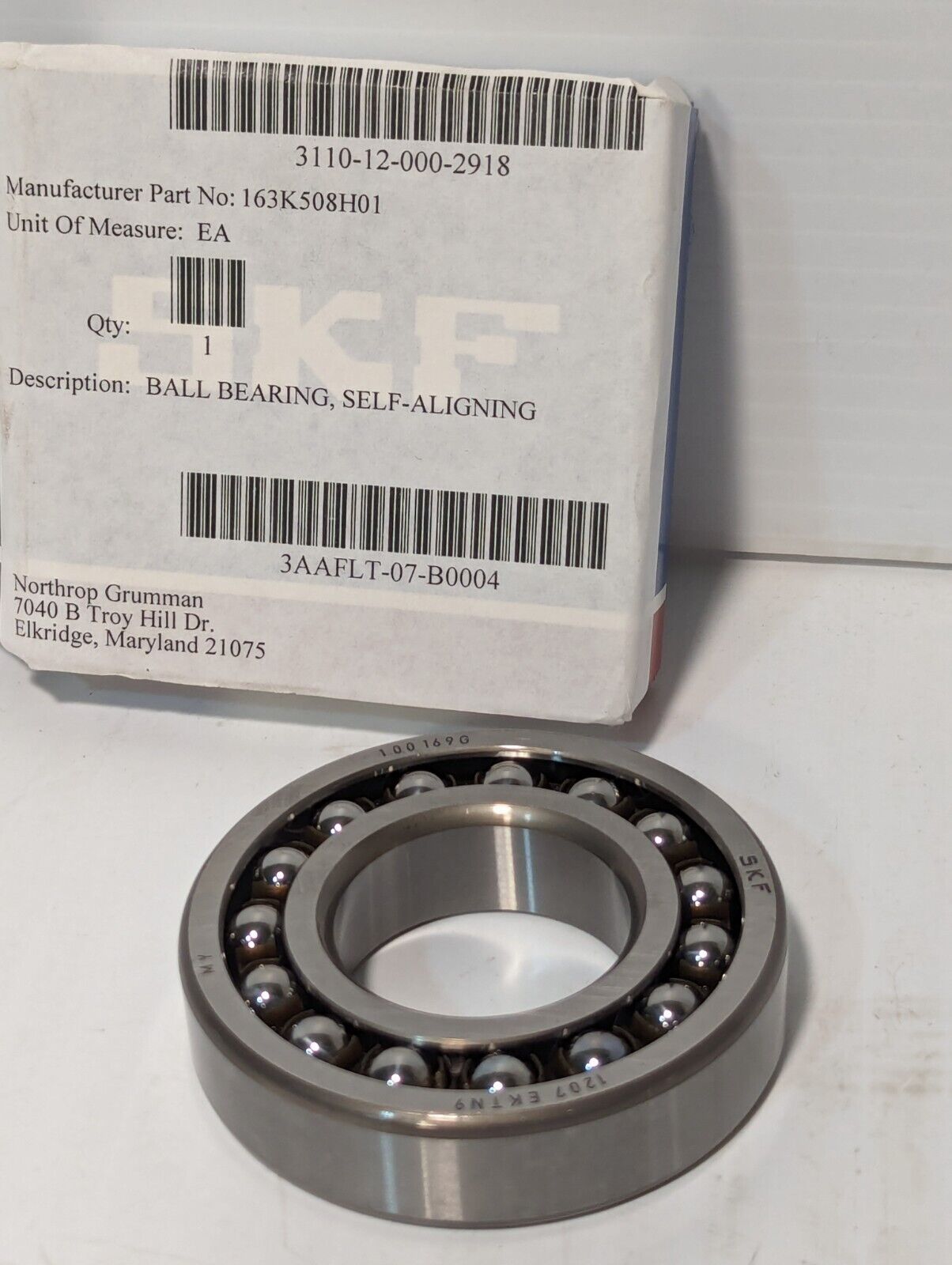 SKF 1207 EKTN9 Ball Bearing Self-Aligning 163K508H01 3110-12-000-2918 -Free Ship