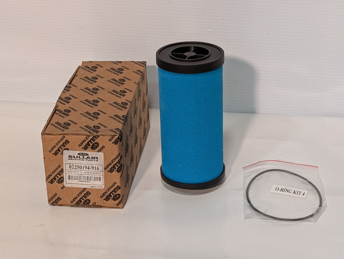 Sullair Service Parts 02250194-916, 14/14, Filter Element, O Ring, Blue