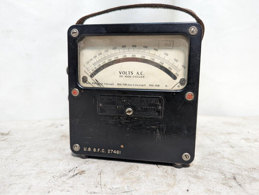 Weston 433 AC voltmeter, 0-600VAC, 25-1000 Hz, analog