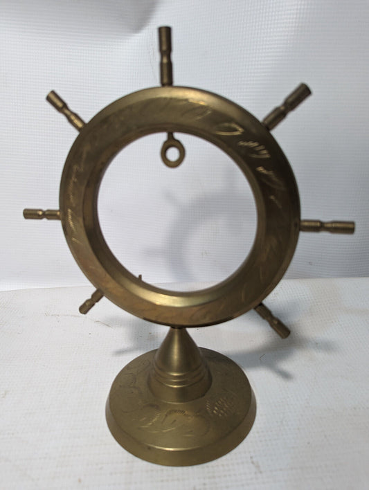 Vintage Brass Nautical Ship Helm Bell Holder