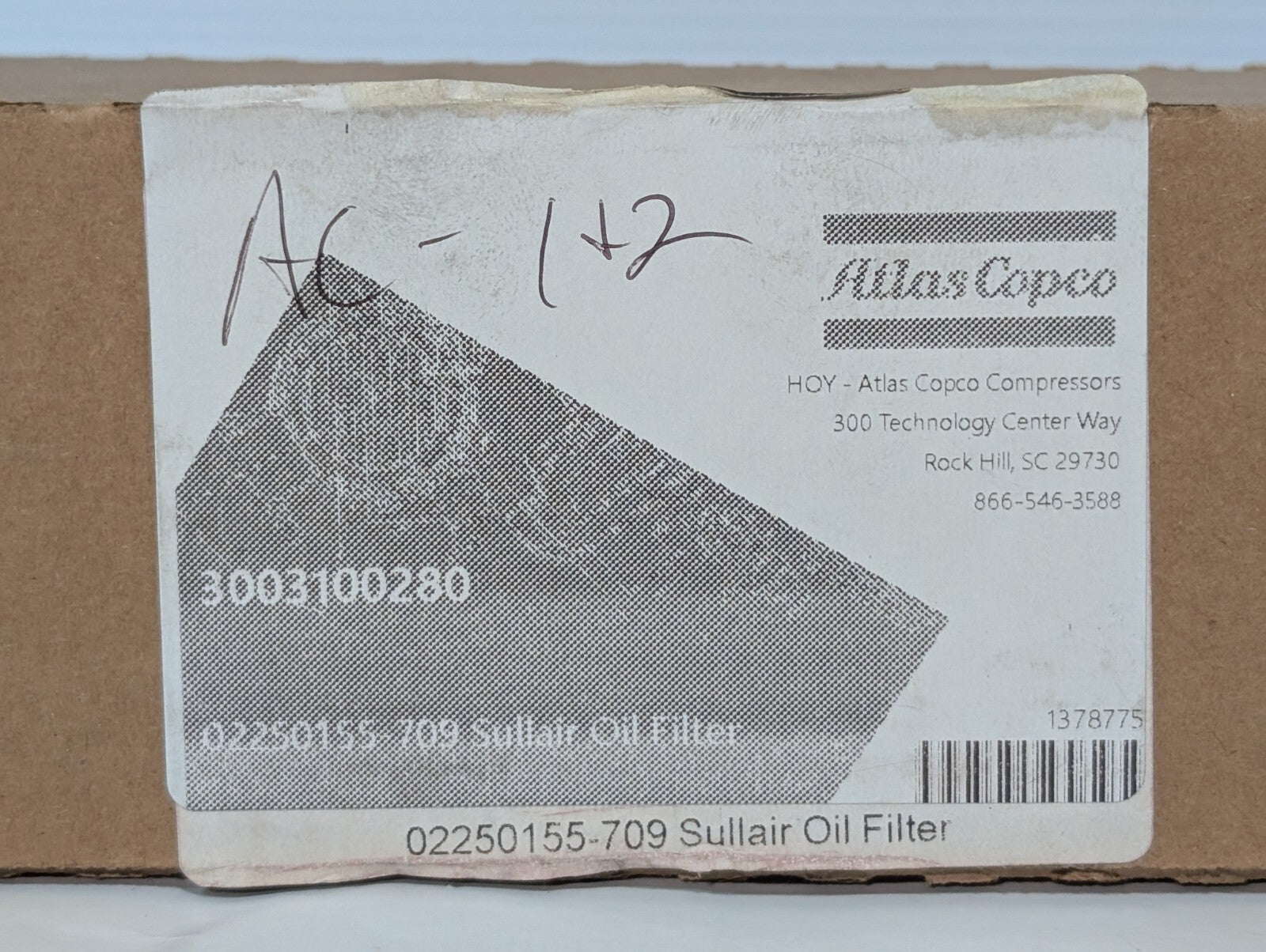 Sullair 02250155-709 Oil Filter Hydraulic Replacement Element, Made in USA