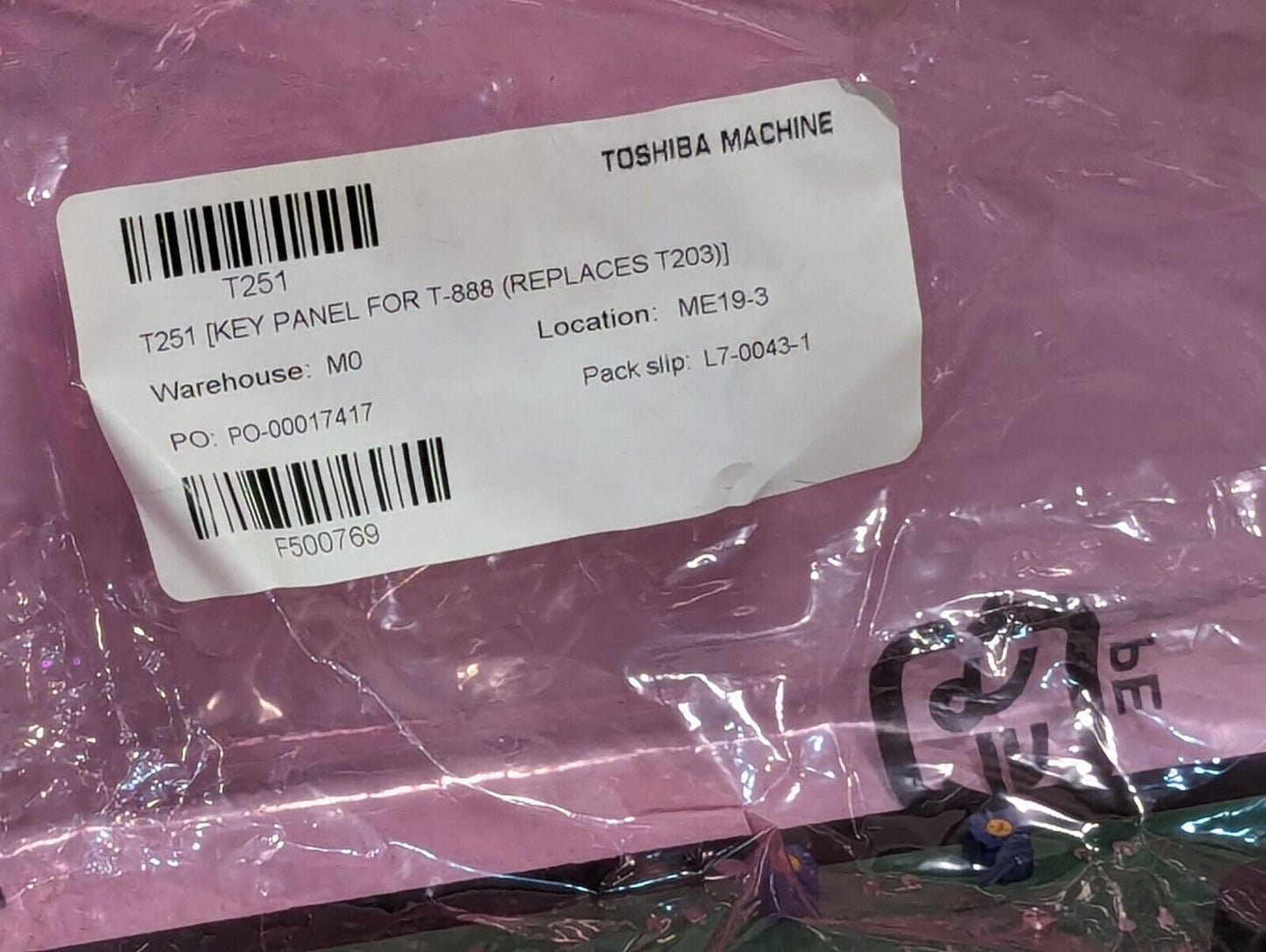 Toshiba BMC.BTD key panel, H830564, T151 (English) for T-888, NOT WORKING