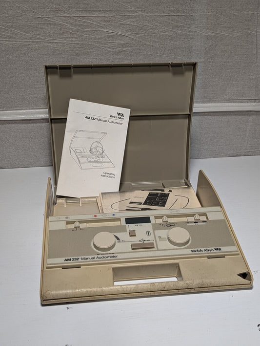 Welch Allyn AM 232 manual audiometer with manual and accessories as pictured