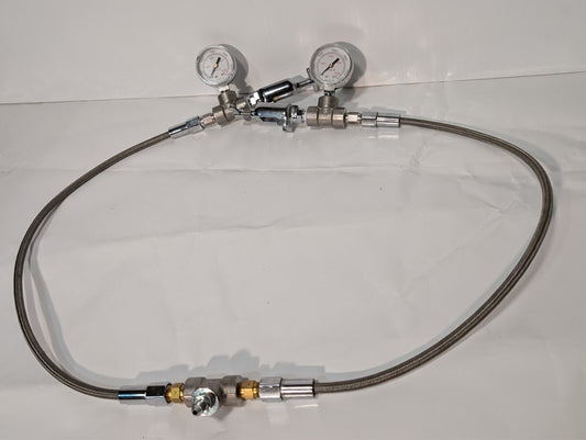 2 Western Medical MG-9W-1 Pressure Gauges on Metal Gas Pipe Cable