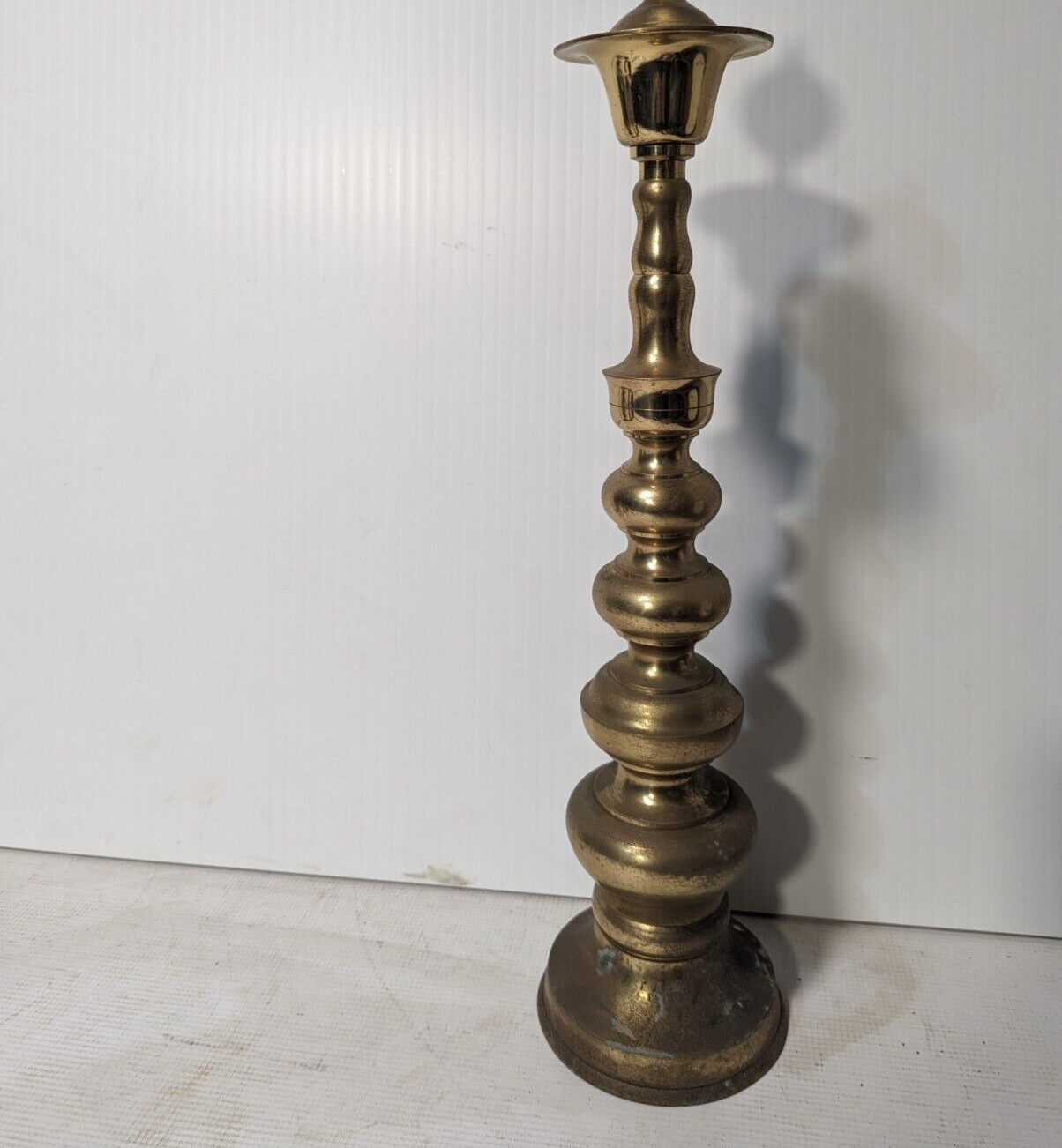 Vintage Tall Brass Ornate Candlestick With Stacked Ball, 13x5 - Free Shipping