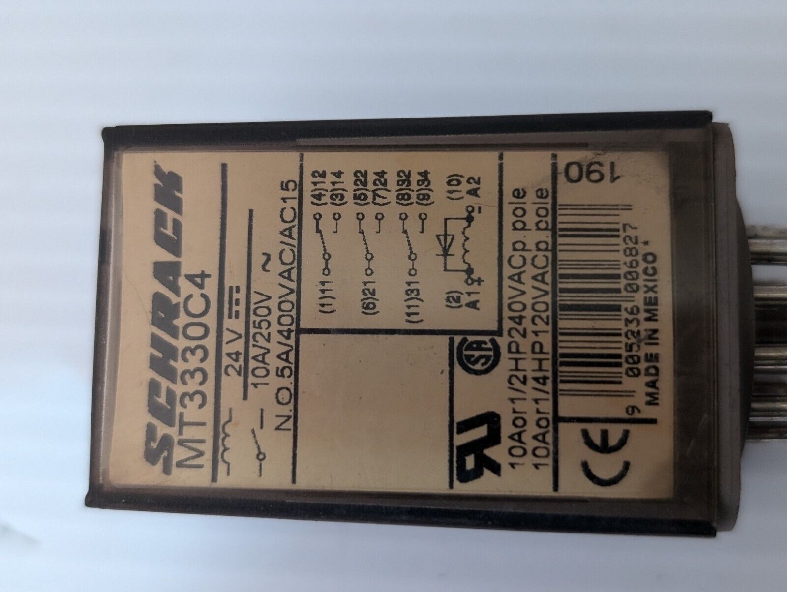 TE Connectivity / Schrack MT3330C4 Multimode Power Relay Socket, 10 AMP, 24 VDC