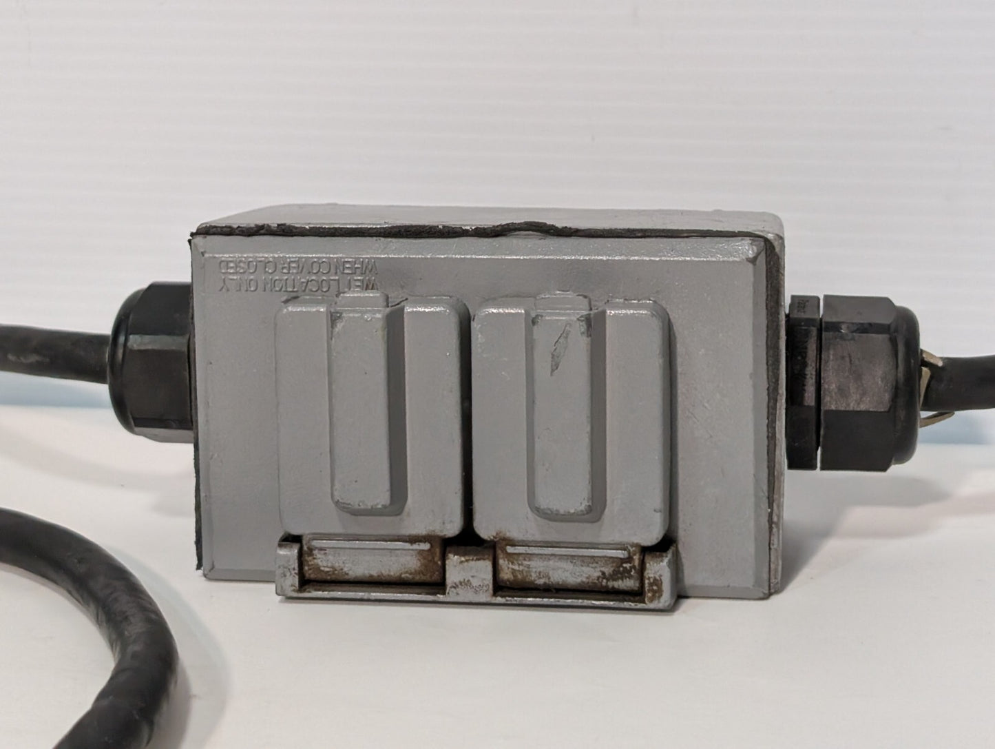 String of 4 Parallel Weather Proof Horizontal Duplex Power Outlet Receptacles