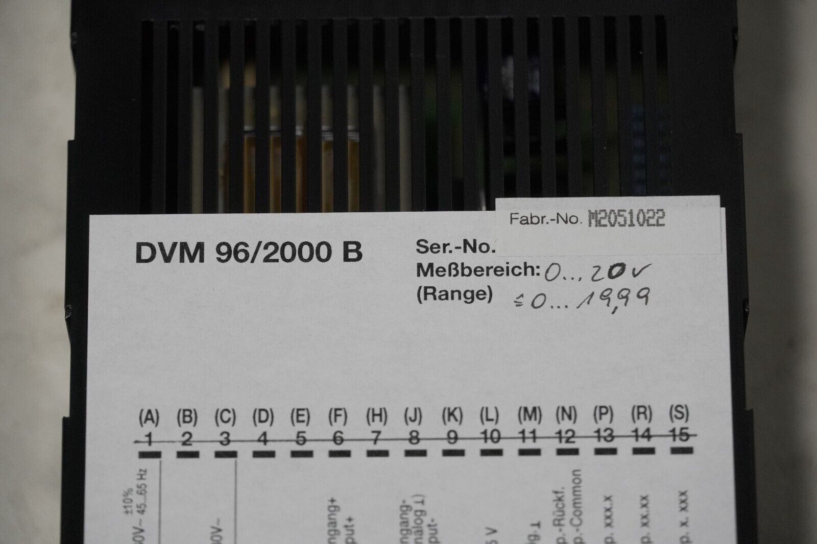 Gossen, Muller & Weigert GMW DVM96/2000B digital panel meter, four digits
