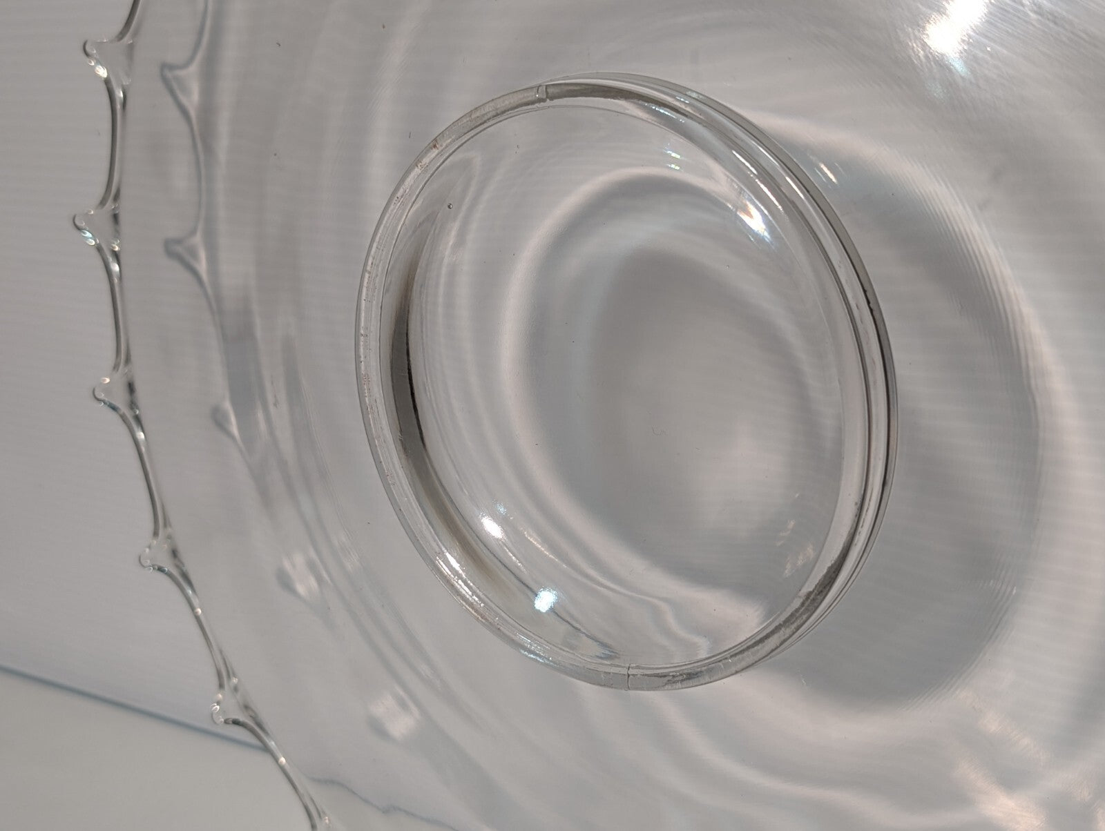 Vintage Glass Serving Platter \ Dish, 24 Point, 16.5" Wide, Clear