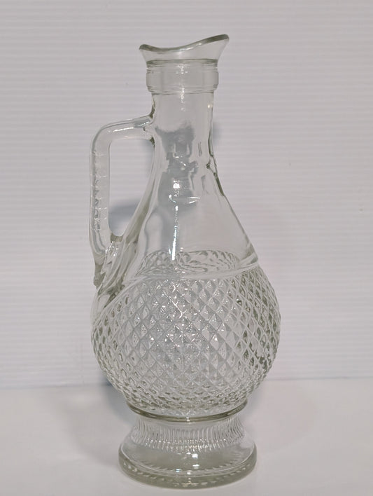 Vintage Mogen David 1976 Crystal Clear Glass Wine Decanter Vase Diamond Design