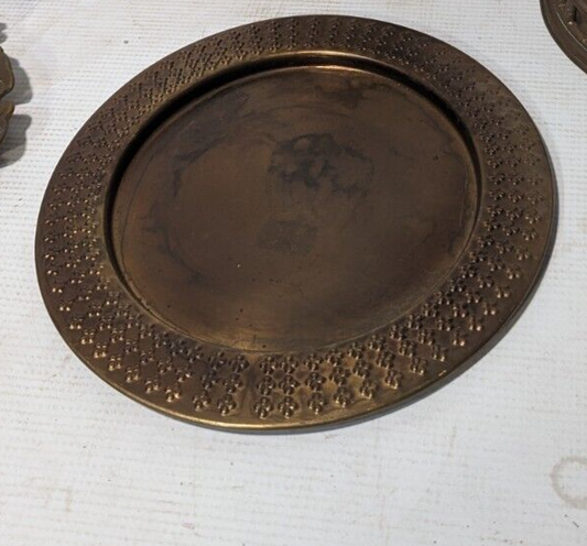 Vintage Bar Hammered Brass Drinks Tray, 9 inch diameter - Free Shipping