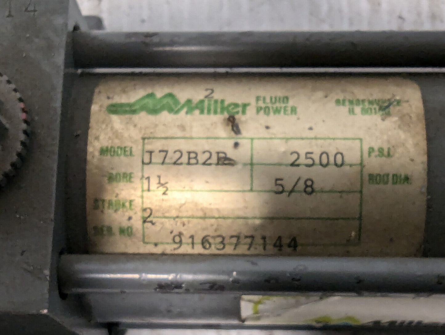 Miller J72B2_ Cylinder 1.5 bore,2 stroke,5/8 rod dia -Made in USA- Free Shipping
