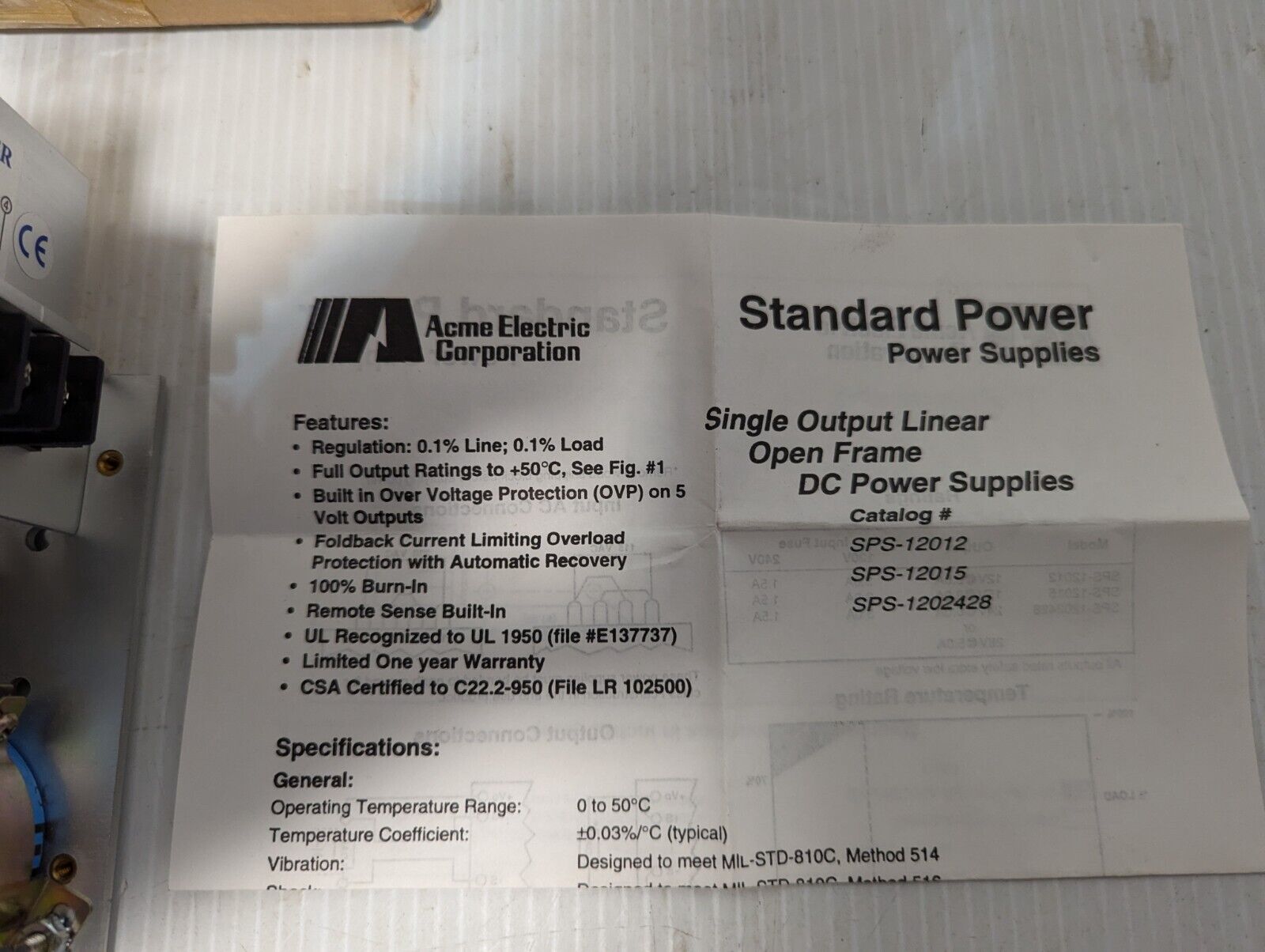 ACME/Standard Power SPS-12012 Linear AC/DC Power Supply - Free Shipping+Returns