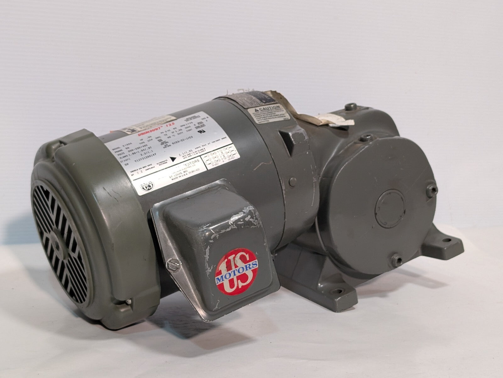 US Motor  E180A Gear Motor, Unimount 125, 0.50hp, 1745rpm, SF: 1.35, Frame: 56