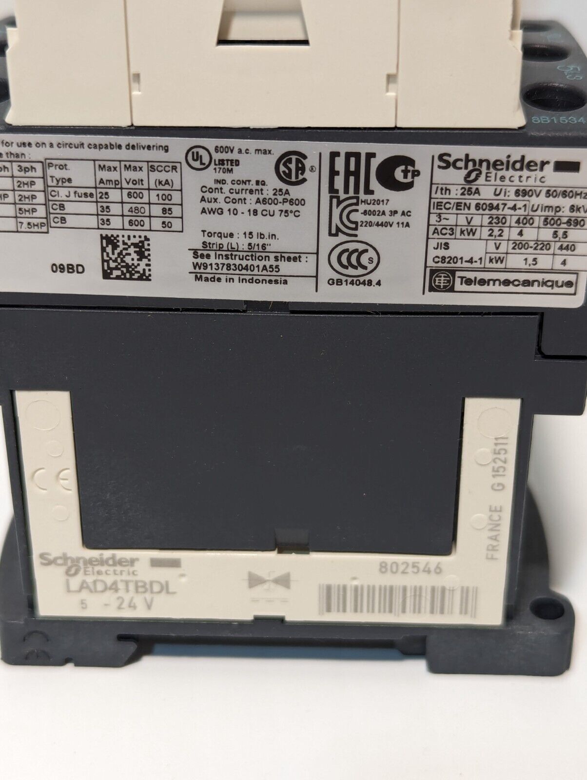 Schneider  6110040007564 Industrial Control System LC1D09BD - Free Shipping