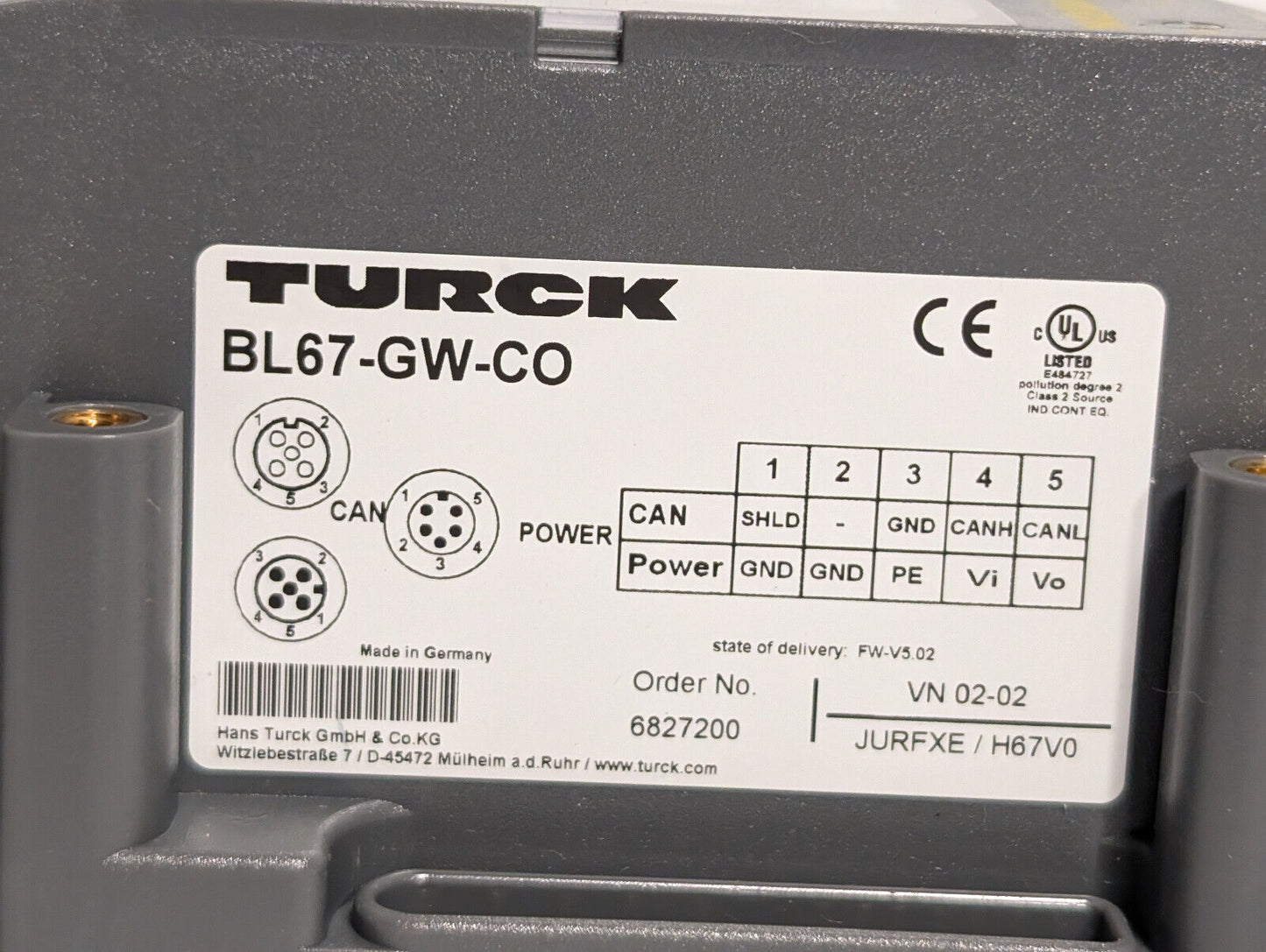 Turck BL67-GW-CO Gateway, Sensor, Switch, Communication Interface, ID# 6827200
