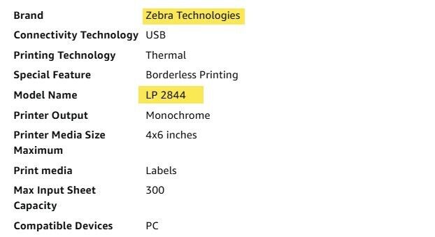 Zebra LP2844 Direct Thermal Label Printer